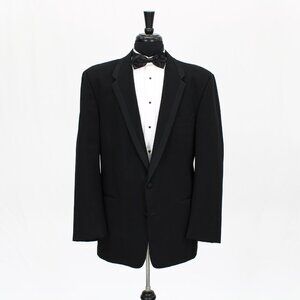 Chaps 43R Black Solid 2-Button Tuxedo Jacket O437